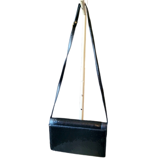 Whiting Davis Black Metal Mesh Clutch Crossbody Evening Bag Medium Sized - Picture 4 of 9